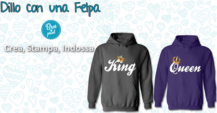 Felpe King Queen abbinate per coppie e fidanzati