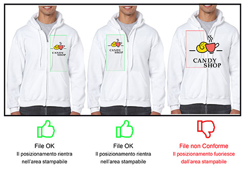 esempi felpe personalizzate con cerniera zip