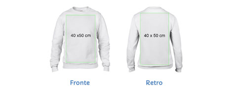 dimensioni grafica per felpa stampata fronte e retro
